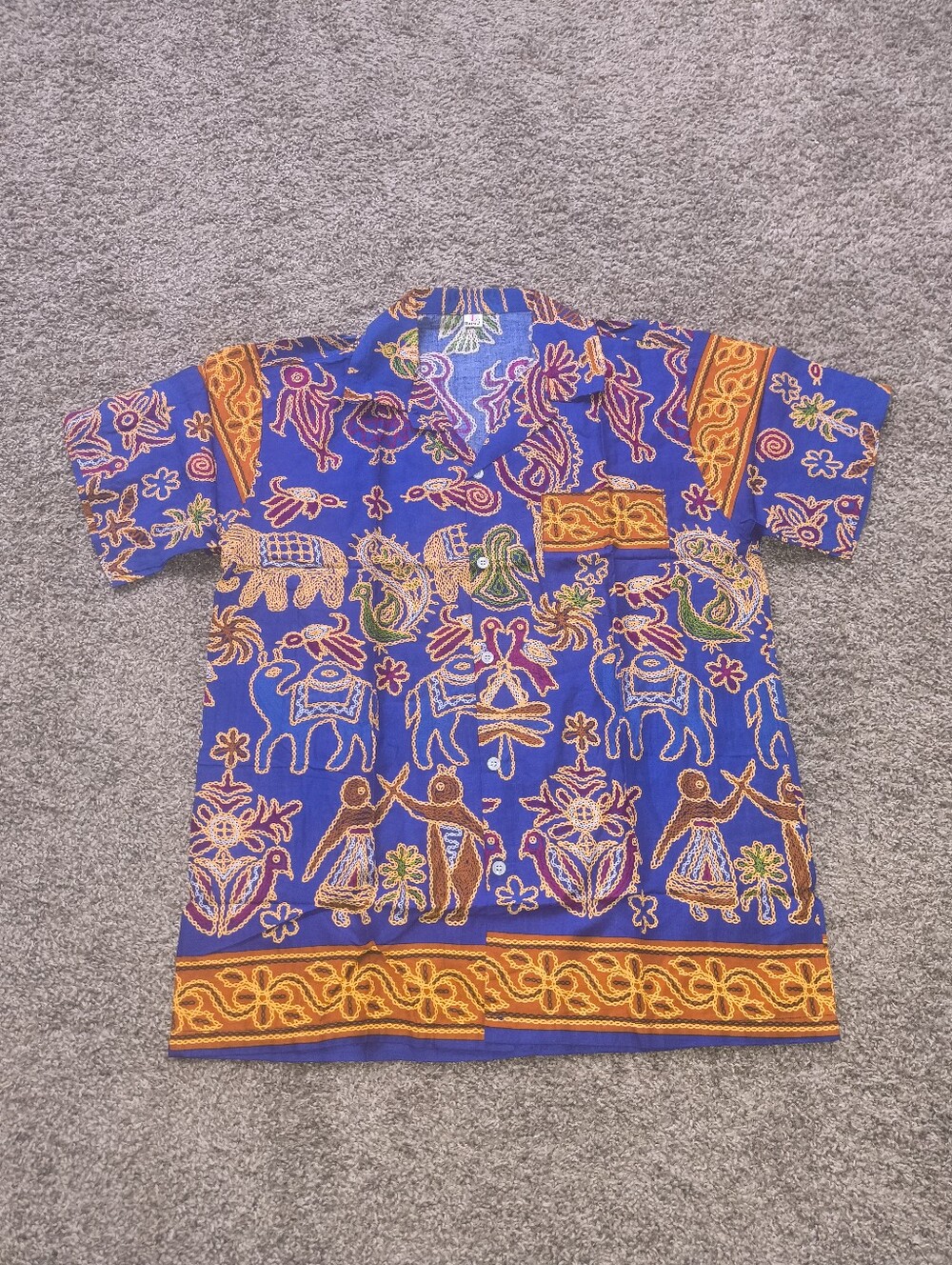 Men's Rayon Short Sleeve Casual Button up Shirt Size Large